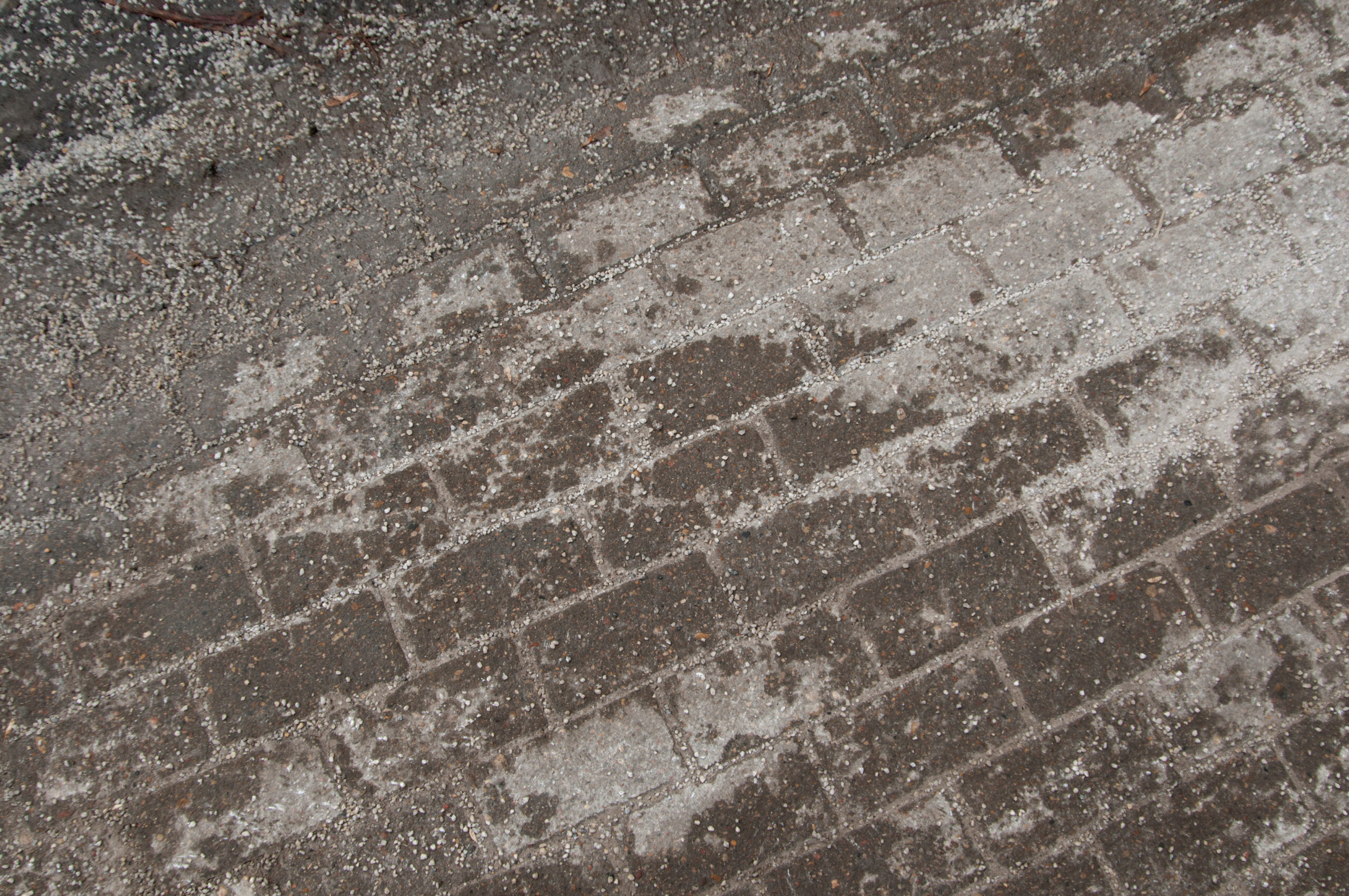 Deicing chemicals on asphalt road